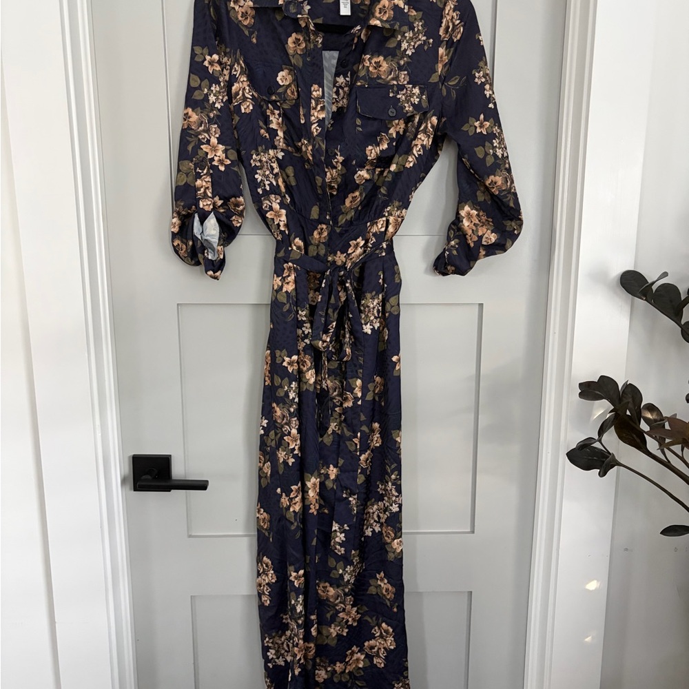 Hutch Navy Floral Long Sleeve Jumpsuit
